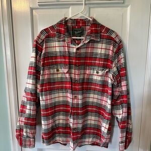 Woolrich Red White and Black Plaid Flannel, Men Medium
